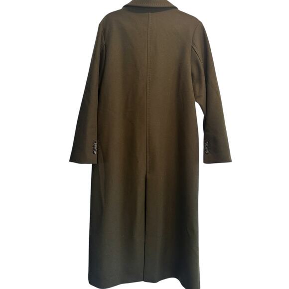 Mango Double Breasted Olive Green Long Wool Coat Small - Picture 9 of 11